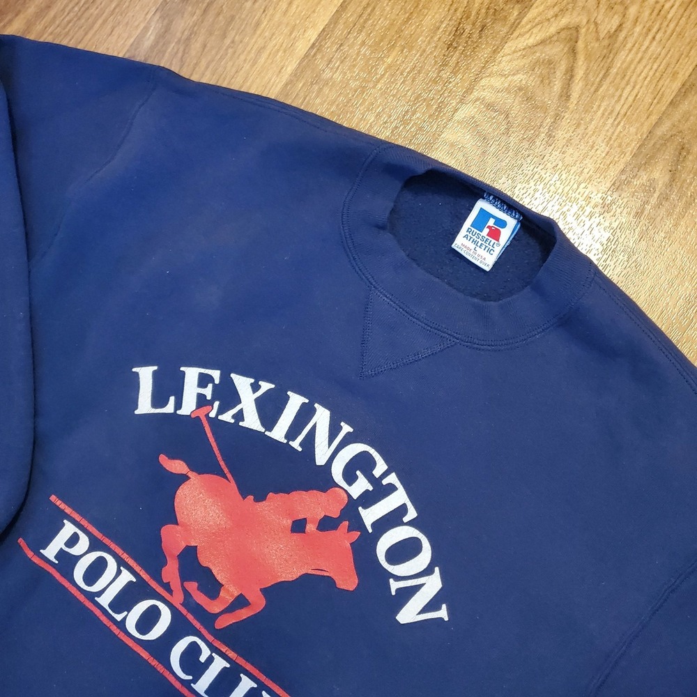 Vintage 90s Lexington Polo‎ Club Sweatshirt Men Large Blue Russell Athletic